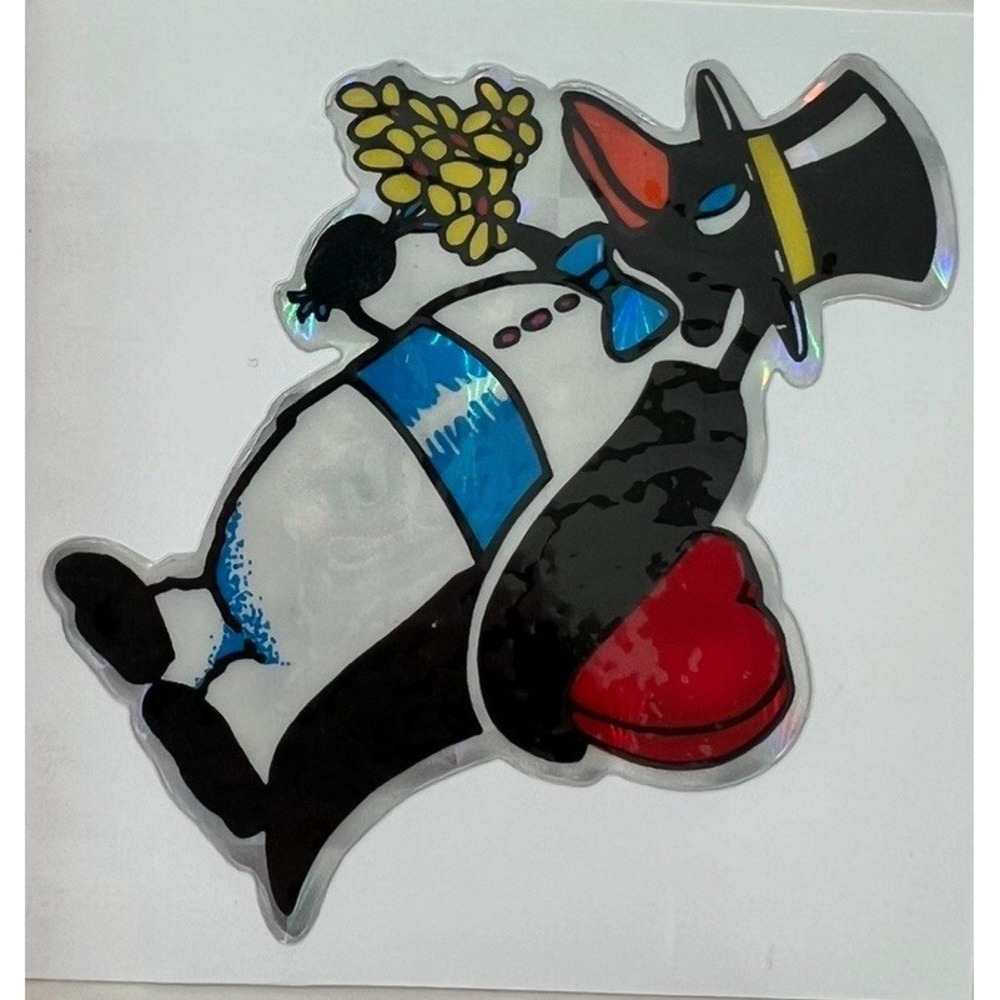 Vtg Lot Of 4 Stickers Penguin Heart Flowers Prism Vending Machine
